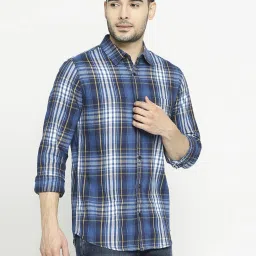 Solemio Blue Slim Fit Checks Shirt image 4