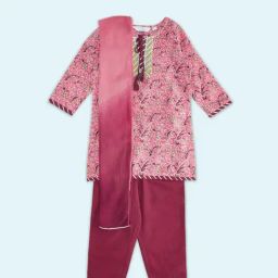 Akkriti by Pantaloons Kids Pink Cotton Floral Print Kurta Set-picture-22