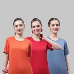 Vimal Jonney Orange & Red Cotton Sports T-Shirt - Pack Of 3-picture-20