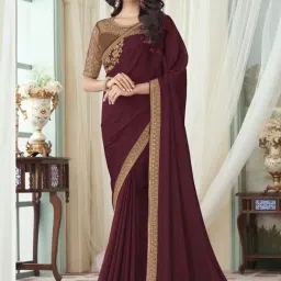 Saree Mall Maroon Embellished Saree With Unstitched Blouse-image-48