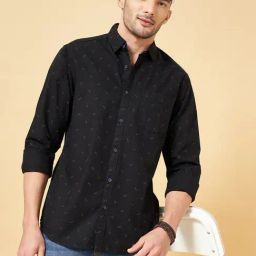 YU by Pantaloons Black Cotton Slim Fit Printed Shirt-picture-43