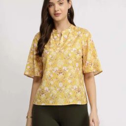 Fablestreet Yellow Regular Fit Floral Print Top-picture-8