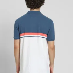 American Eagle Blue Cotton Regular Fit Colour Block Polo T-Shirt image 2