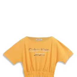 Calvin Klein Jeans Kids Orange Logo Print T-Shirt-image-66