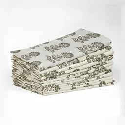 Vargottam 12-Pcs Off White & Grey Printed Cotton Table Napkins image 5