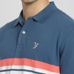 American Eagle Blue Cotton Regular Fit Colour Block Polo T-Shirt image 5