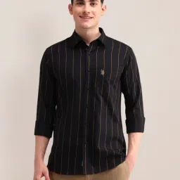 U.S. Polo Assn. Black Cotton Regular Fit Striped Shirt-picture-30