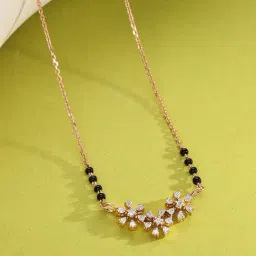 P.N.Gadgil Jewellers 14k (585) Yellow Gold Floral Pristine Diamond Mangalsutra-picture-21