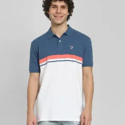 American Eagle Blue Cotton Regular Fit Colour Block Polo T-Shirt-picture-38