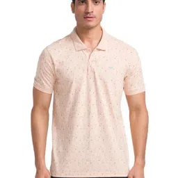 Park Avenue Beige Slim Fit Printed Polo T-Shirt-image-27
