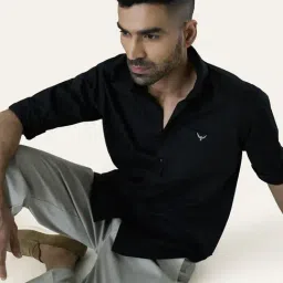 Perch Black Pure Cotton Slim Fit Shirt image 5