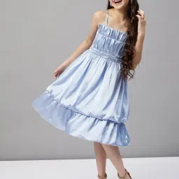 StyloBug Girls Blue Solid Dress-picture-38