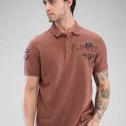 Spykar Brown Slim Fit Printed Polo T-Shirt-picture-36