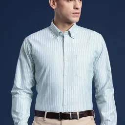 Hancock Green Slim Fit Stripes Shirts-picture-33