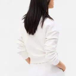 GAP Off White Regular Fit Solid Cardigan image 2