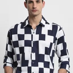 Mufti Men Slim Fit Geometric Printed Spread Collar Casual Shirt-picture-18