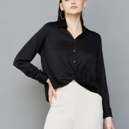 Code by Lifestyle Black Regular Fit Crop Shirt-picture-25