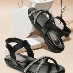 Elle Women's Black Ankle Strap Sandals-picture-25