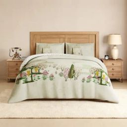 Spaces Cotton Yellow Solid 300 TC Double Size Bedsheet with 2 Pillow Covers-picture-25