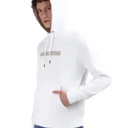 Calvin Klein White Regular Fit Logo Printed Hooded Sweatshirt image 3