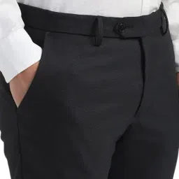 Allen Solly Black Slim Fit Texture Trousers image 4