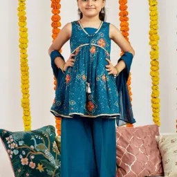 VASTRAMAY Girls Blue Printed SuitSets-picture-12