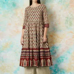 Melange by Lifestyle Beige Printed Kurta-image-41
