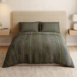 Spaces Cotton Green Traditional 180 TC Double Size Bedsheet with 2 Pillow Covers-picture-17