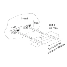 Ebco Wall Shelf Rod Adjustable Zinc Yellow Finish, Size 150 mm, WSRA-150 image 4