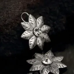 Panash Oxidized Silver-Toned Floral Shaped Drop Earrings-image-97