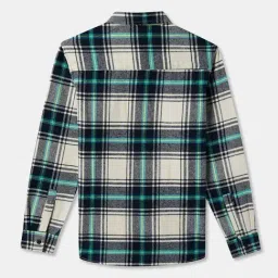 R&B Kids Green Checked Regular Fit Shirt image 2