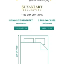 MYTRIDENT Cream-Coloured Floral 144 TC King Bedsheet with 2 Pillow Covers image 5