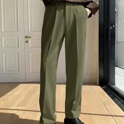 DELAN Men Relaxed Straight Leg Easy Wash Pleated Trousers-picture-12