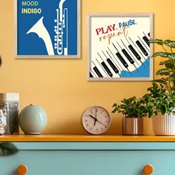 WALLLANE Brown & Blue 2 Piece Wood Abstract Wall Paintings image 5