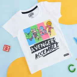 Pantaloons Baby Kids White Cotton Printed Avengers T-Shirt-image-57