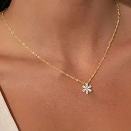 LUNA 14KT Gold Lab Grown Diamond Pear Flower Pendant With Gold Chain -3.59 g-picture-45