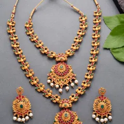 Fida Handmade Ethnic Temple Multicolor Jewellery Set-picture-19