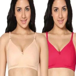 IN CARE Peach & Magenta Cotton T-Shirt Bras - Pack Of 2-image-50