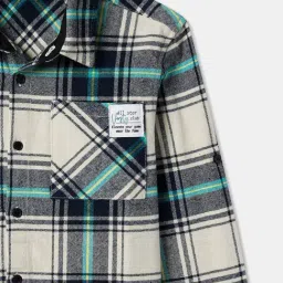R&B Kids Green Checked Regular Fit Shirt image 3