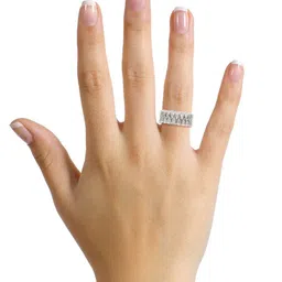 ANAYRA 925 Sterling Silver Silver-Toned White Stone Studded Finger Ring image 5