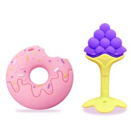 Chinmay Kids Silicone Baby Donut and Stand Teether Shape Baby Teething Toy Cartoon BPA Free Teether Purple &  Blue-picture-39