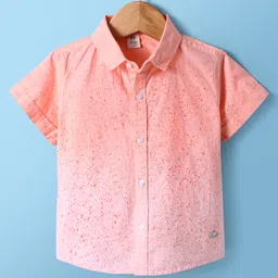 ToffyHouse Poplin Woven Half Sleeves Printed Shirt - Peach-picture-20