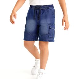 arias by lara dutta Arias Cotton Woven Washed Shorts With Cargo Pockets - Blue-picture-1