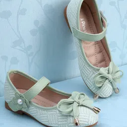 Pine Kids Velcro Closure Ballerina with Bow Applique - Green-picture-10