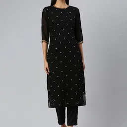 KALINI Women Ethnic Motifs Embellished Regular Sequinned Kurta with Trousers Kurta Sets-image-27