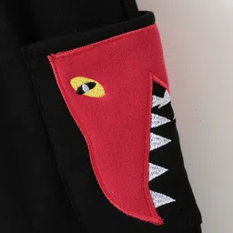 Kookie Kids Full Length Lounge Pant With Dino Patch - Black image 4