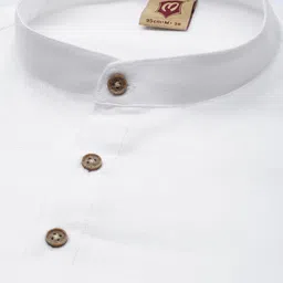 Manyavar Men White Solid Short Kurta image 2