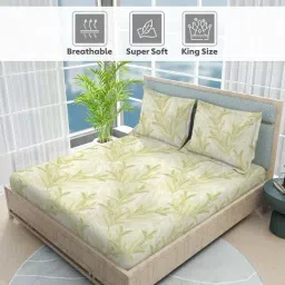 boutique living india Nature Bouquet 100% Cotton 300 TC Printed King Bedsheet with 2 Pillow Covers-picture-12