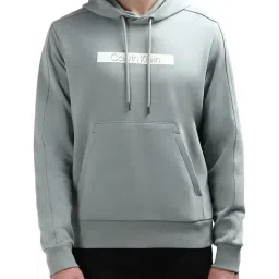 Calvin Klein Grey Regular Fit Logo Printed Hooded Sweatshirt-image-68