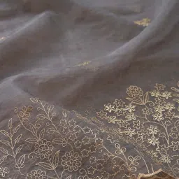 Soch Grey Organza Embroidered Dupatta image 4